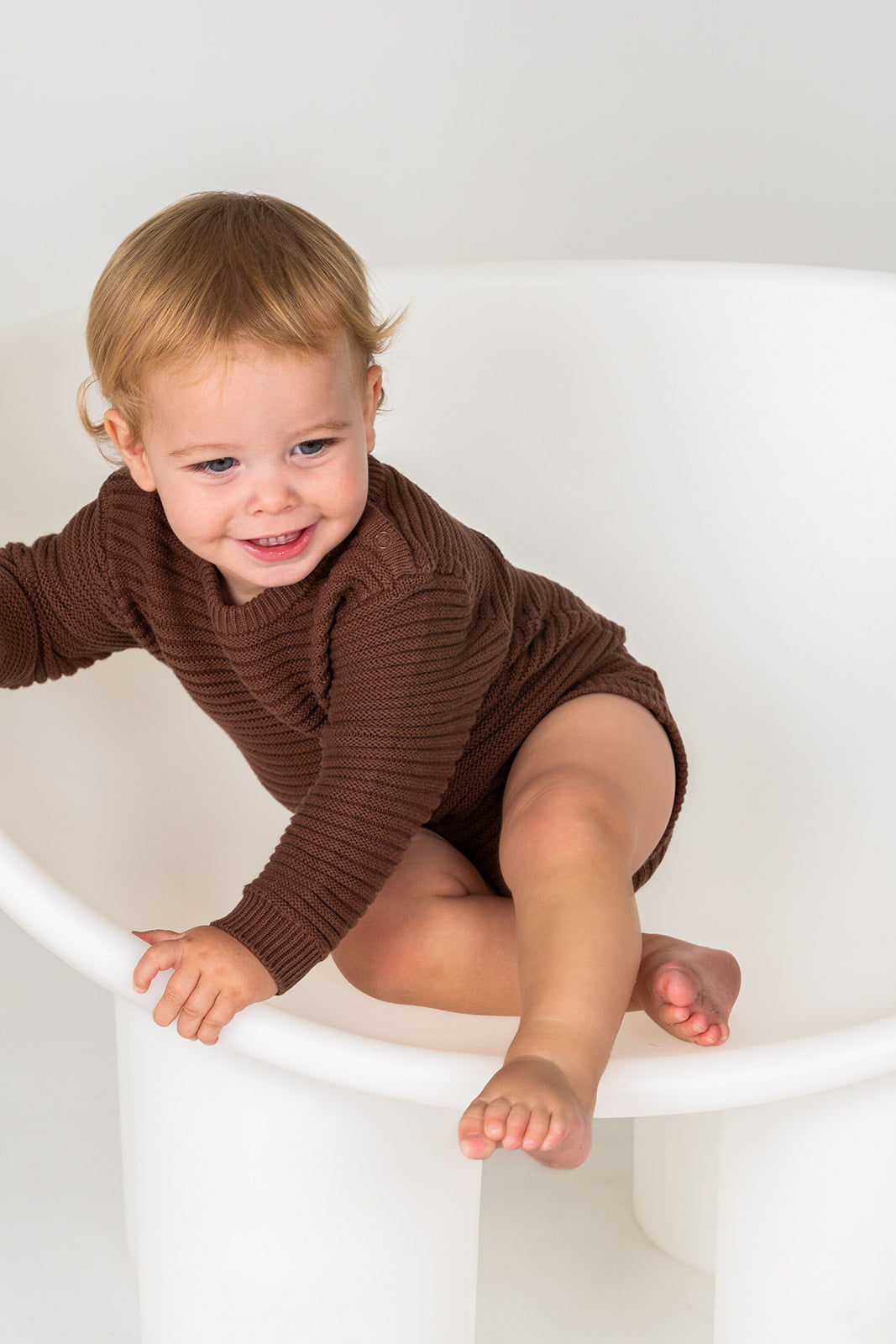 Snuggly Ribbed Romper - Chocolate