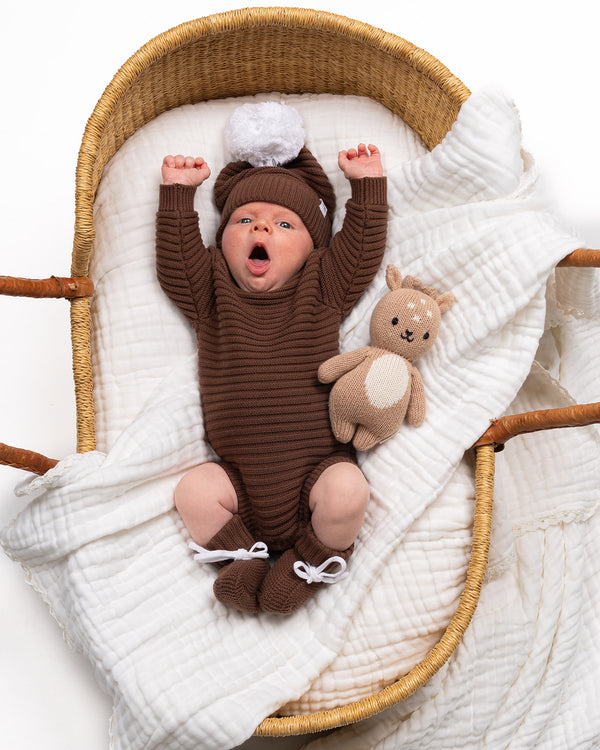 Snuggly Ribbed Romper - Chocolate