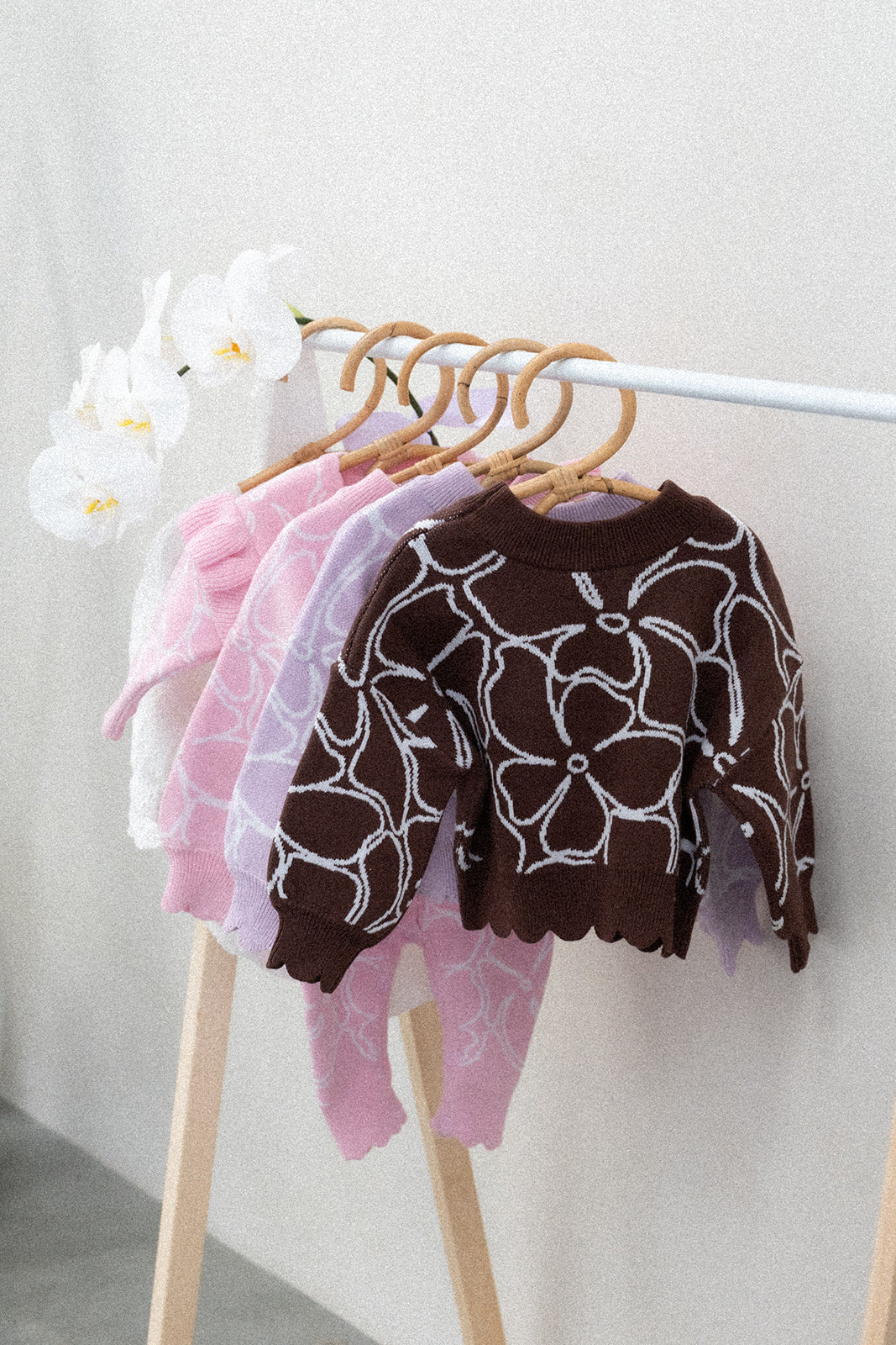 Dahlia Floral Knit Set - Chocolate