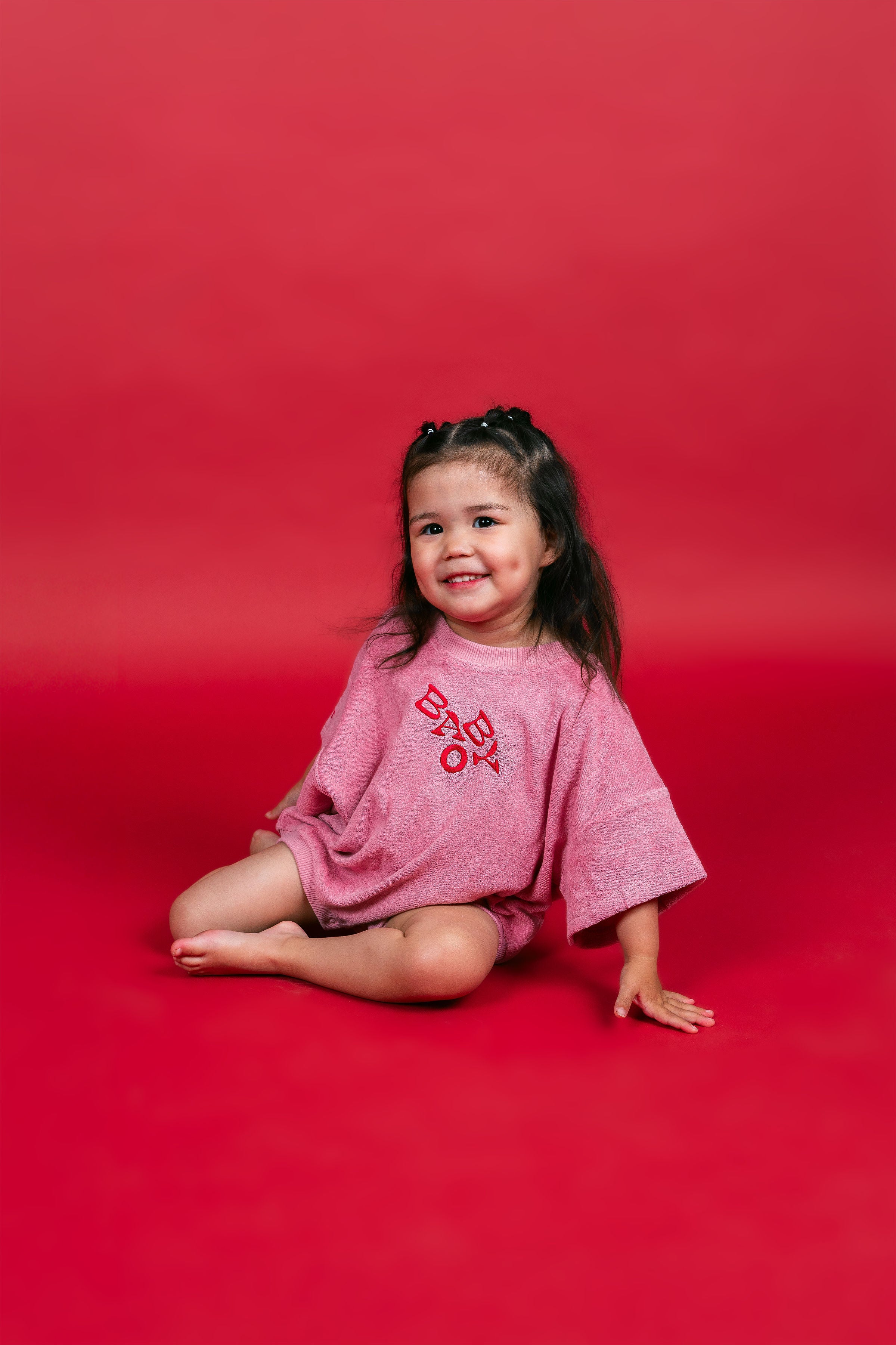 Terry Logo Romper - Pink