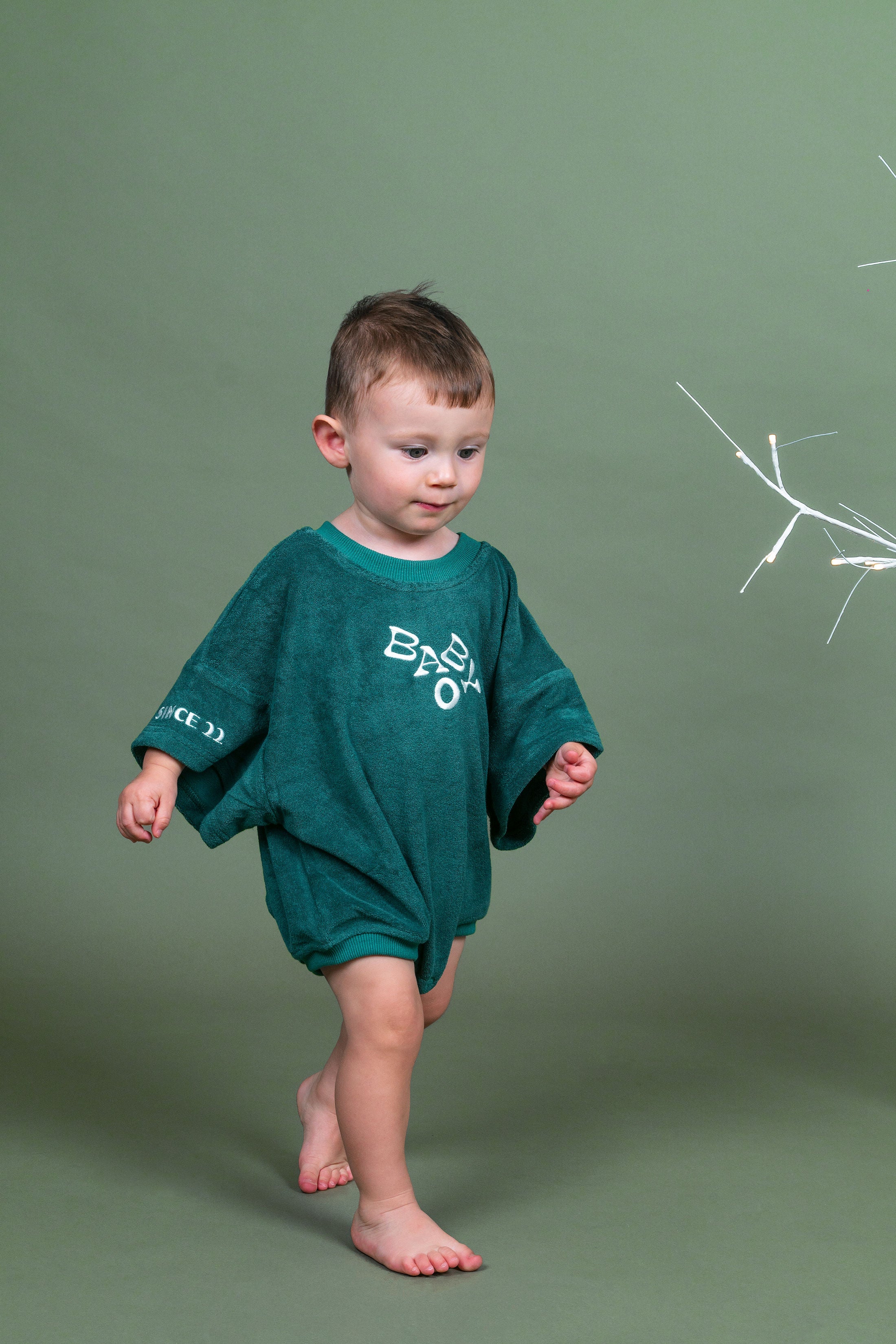 Terry Logo Romper - Emerald