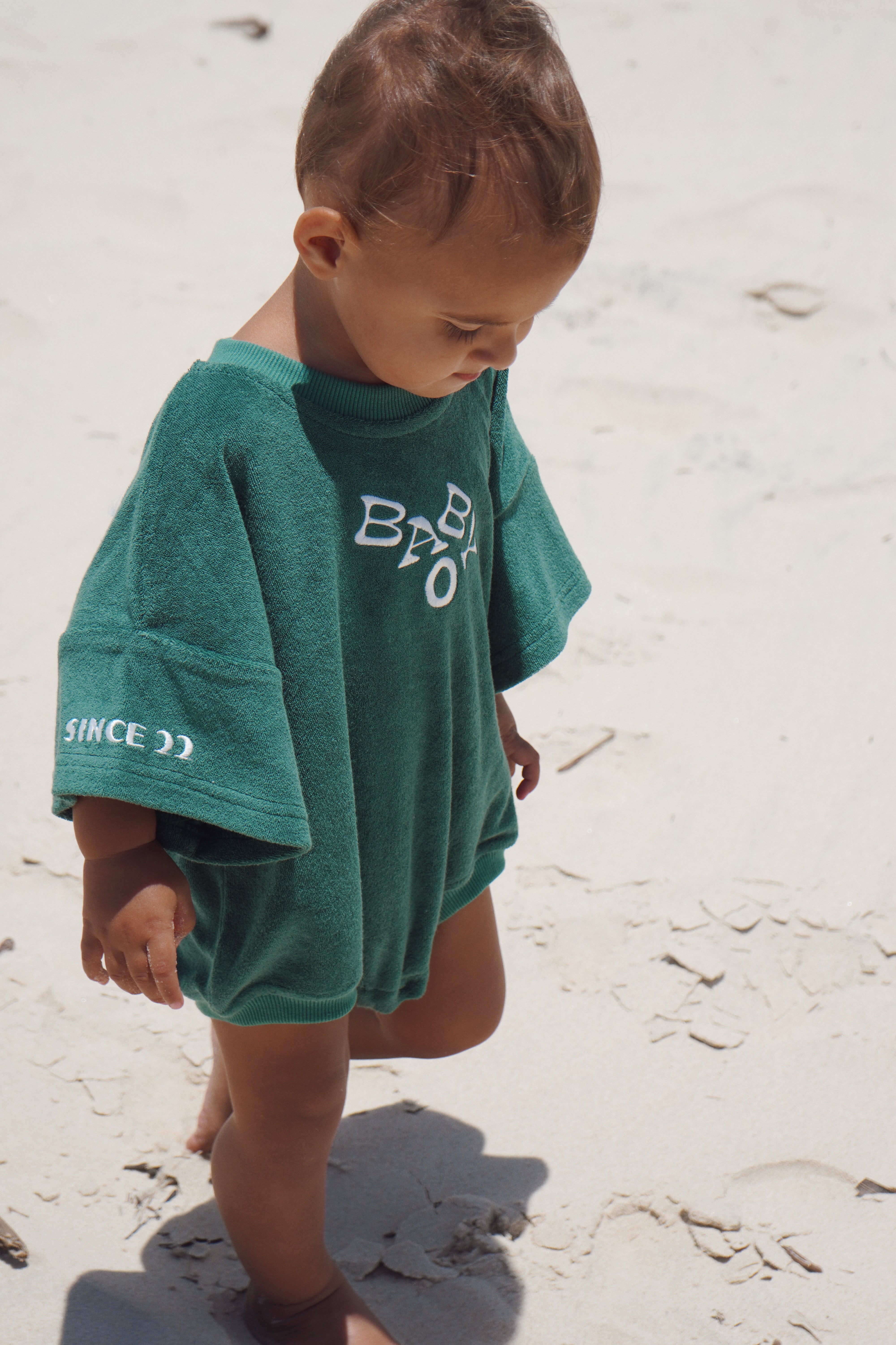 Terry Logo Romper - Emerald