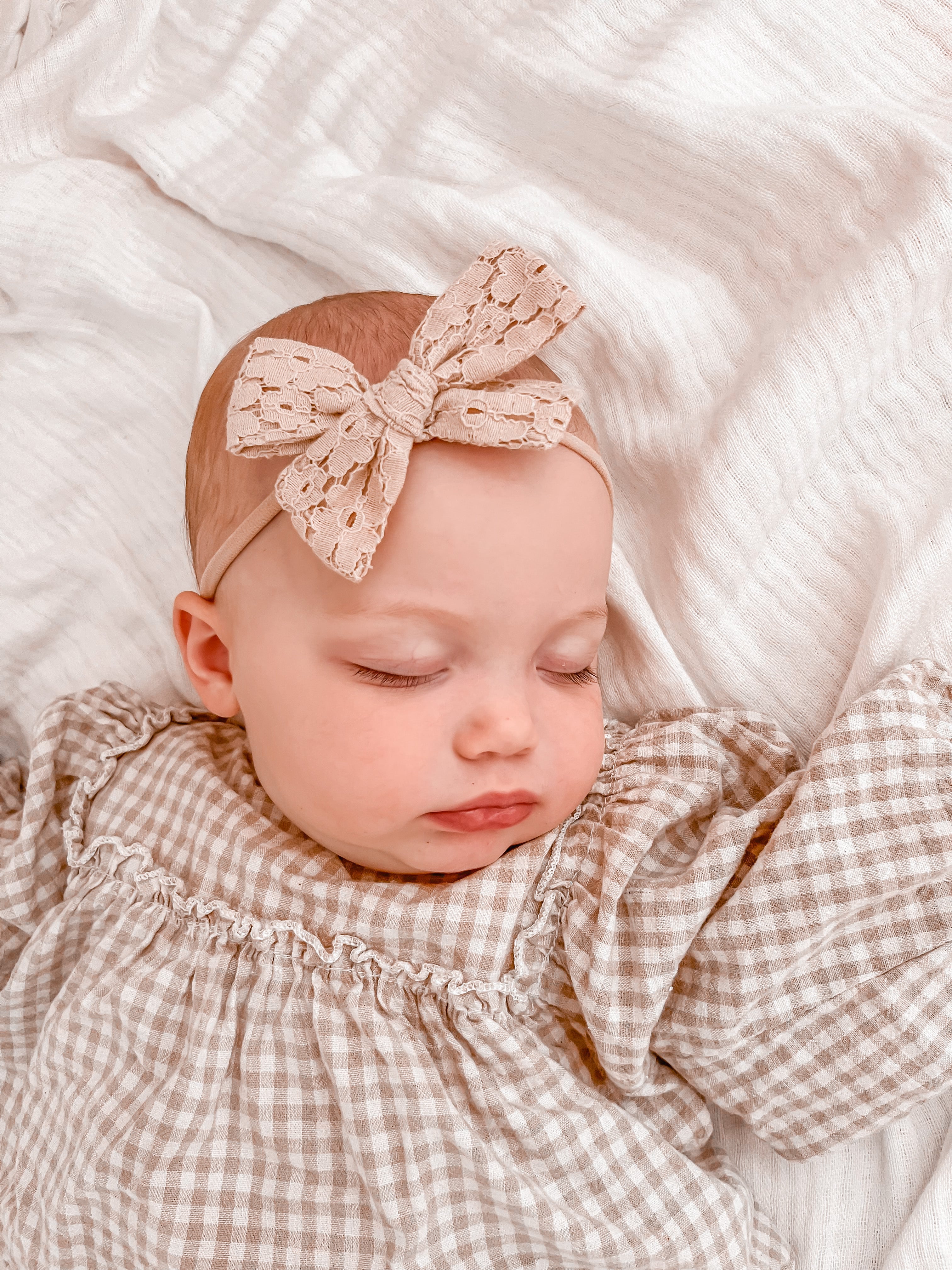 Brown Floral Lace Mini Bow