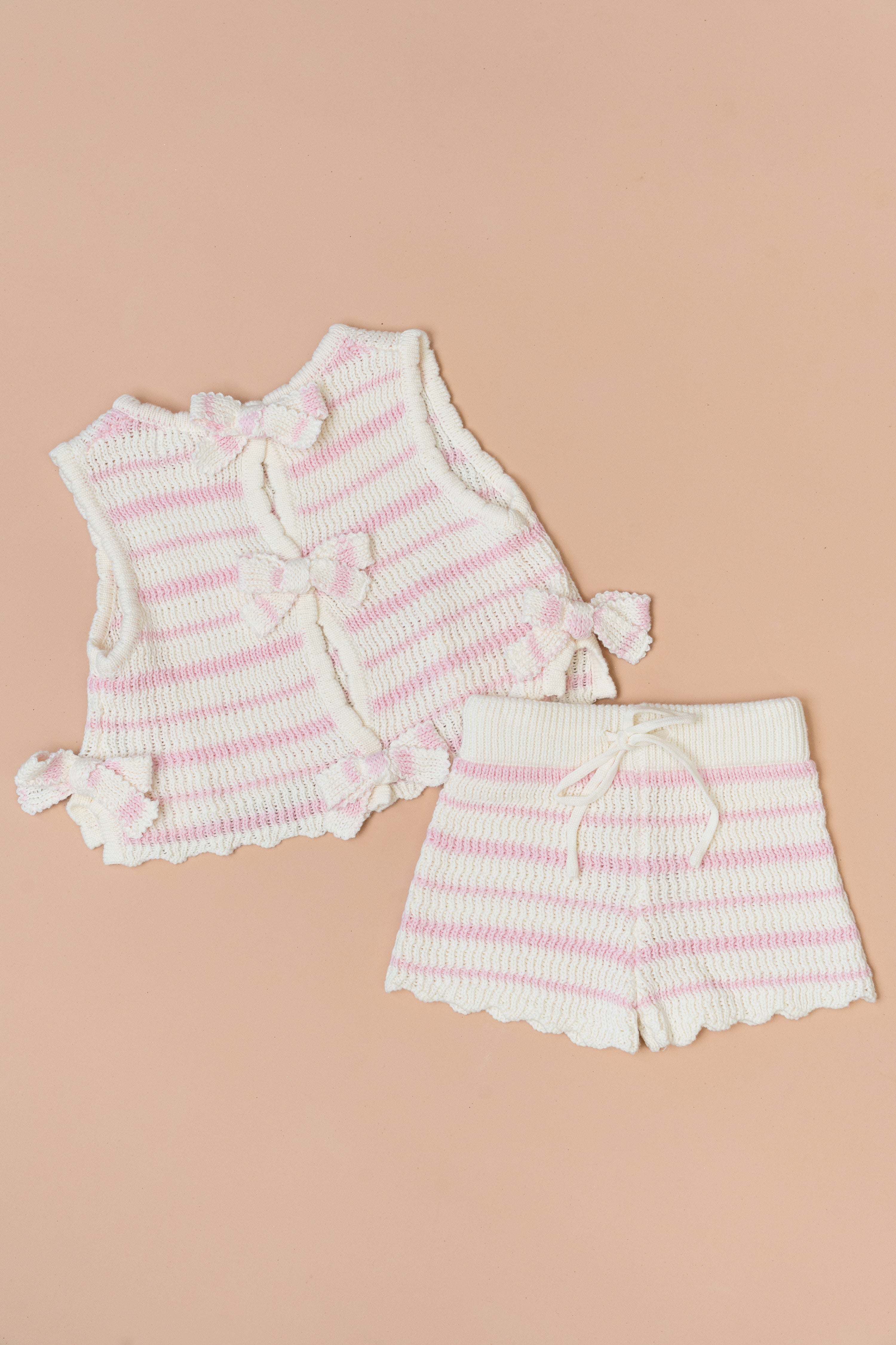 Strawberry Bow Knit Set