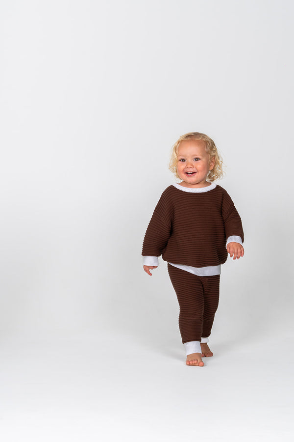 Ribbed Knit Jumper - Chocolate