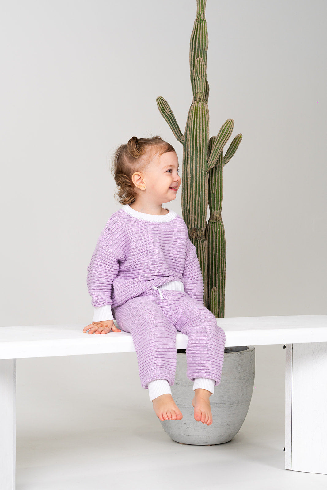 Ribbed Knit Pants - Lilac