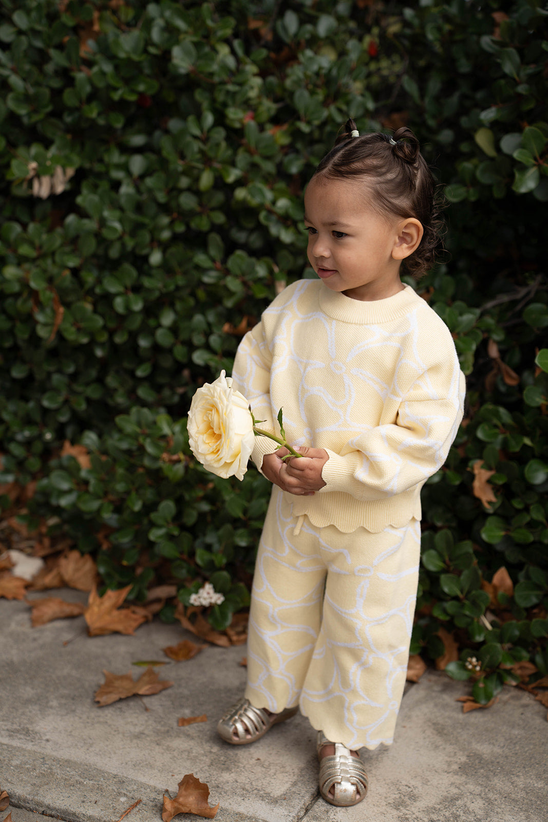 Dahlia Floral Knit Set - Lemon