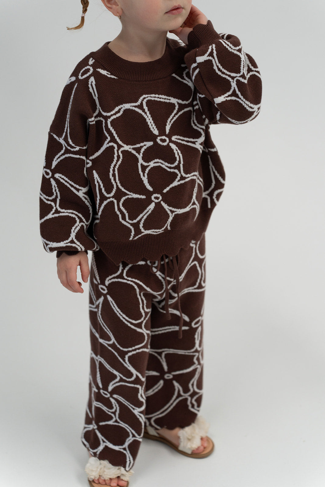 Dahlia Floral Knit Set - Chocolate