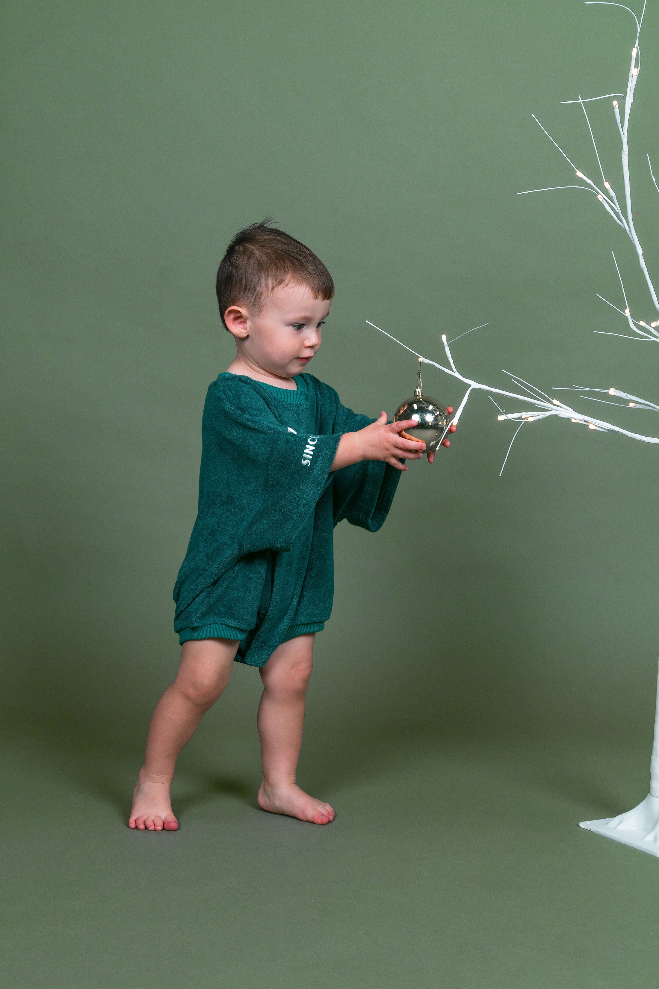 Terry Logo Romper - Emerald