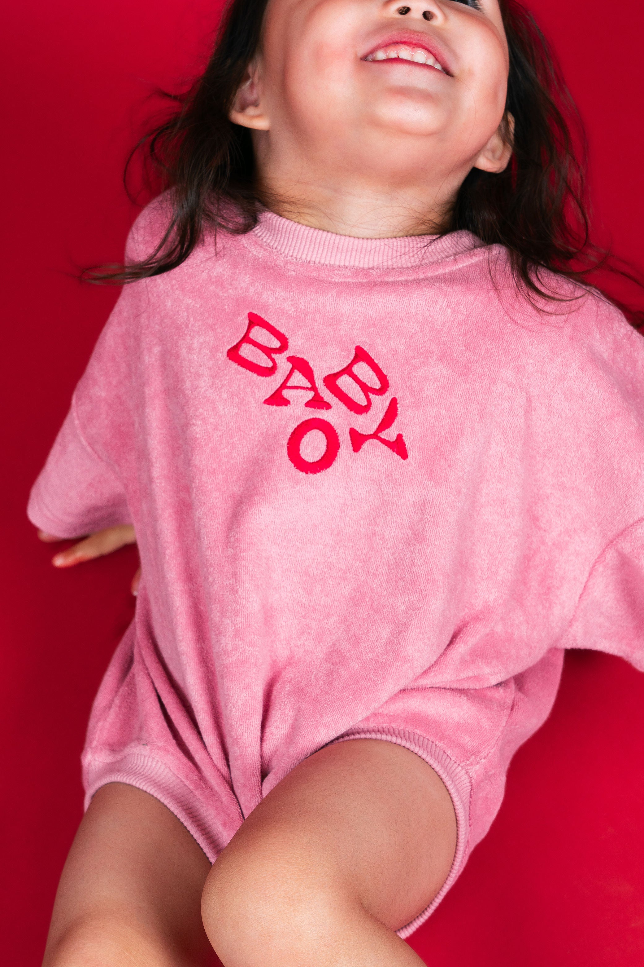 Terry Logo Romper - Pink