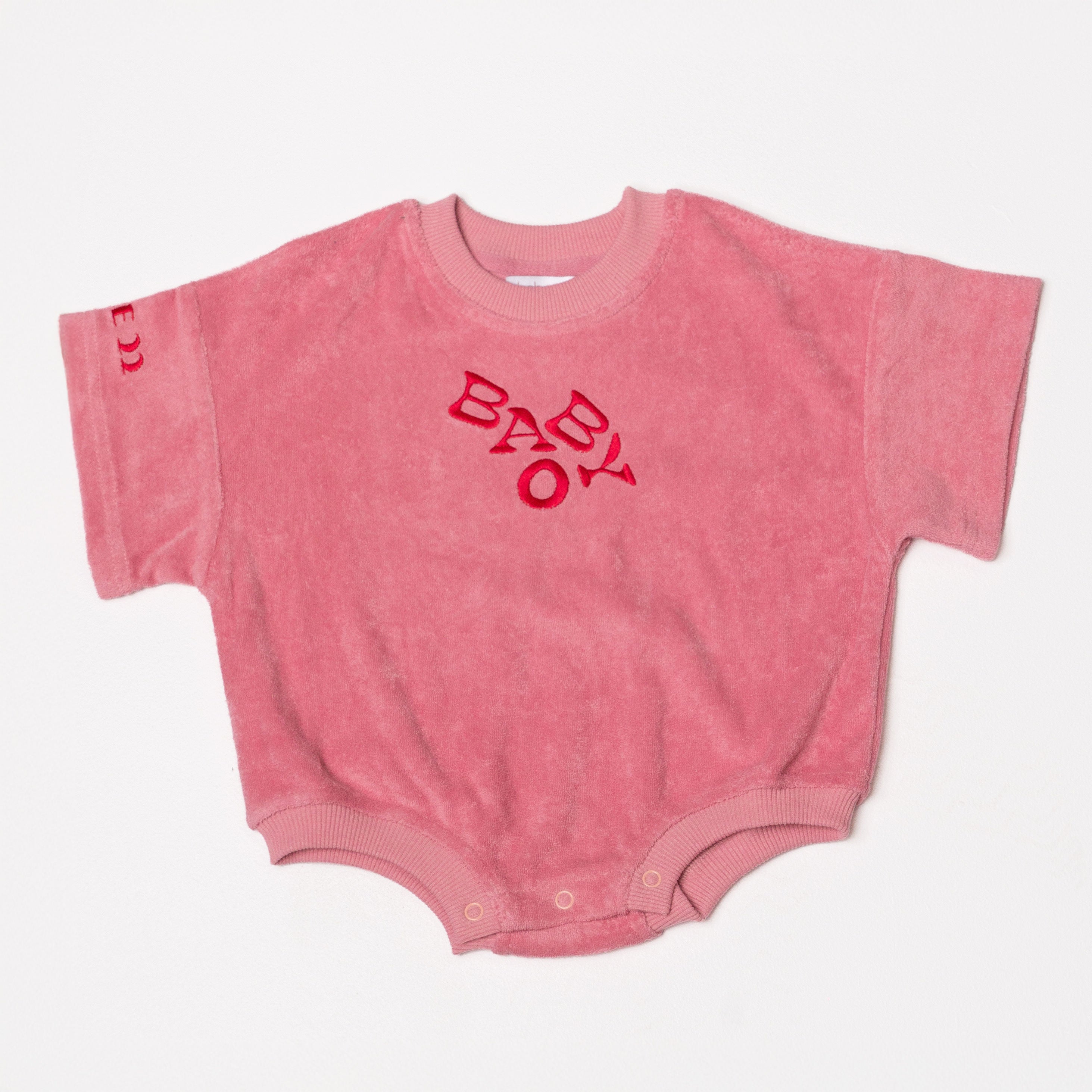 Terry Logo Romper - Pink