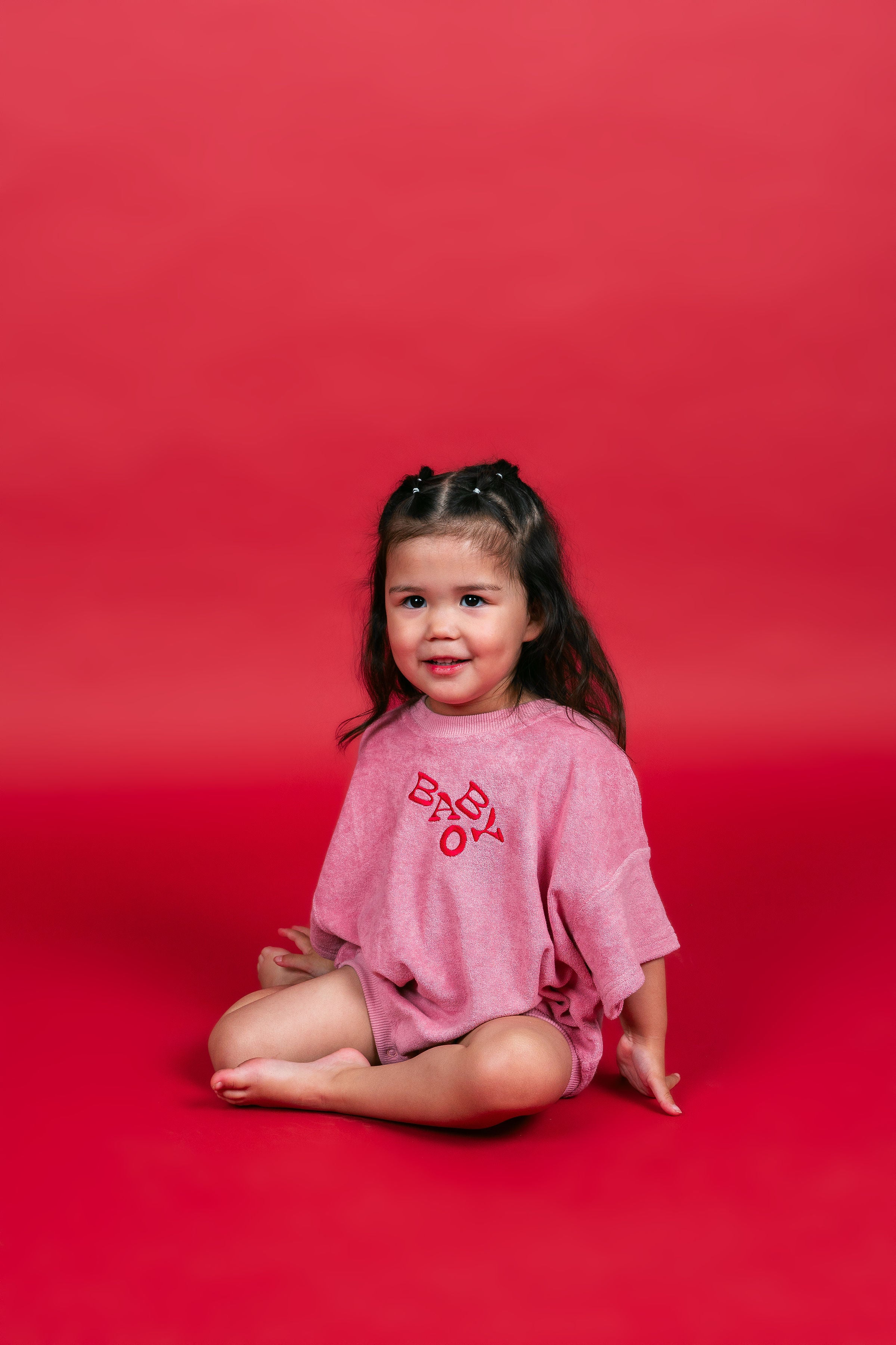 Terry Logo Romper - Pink