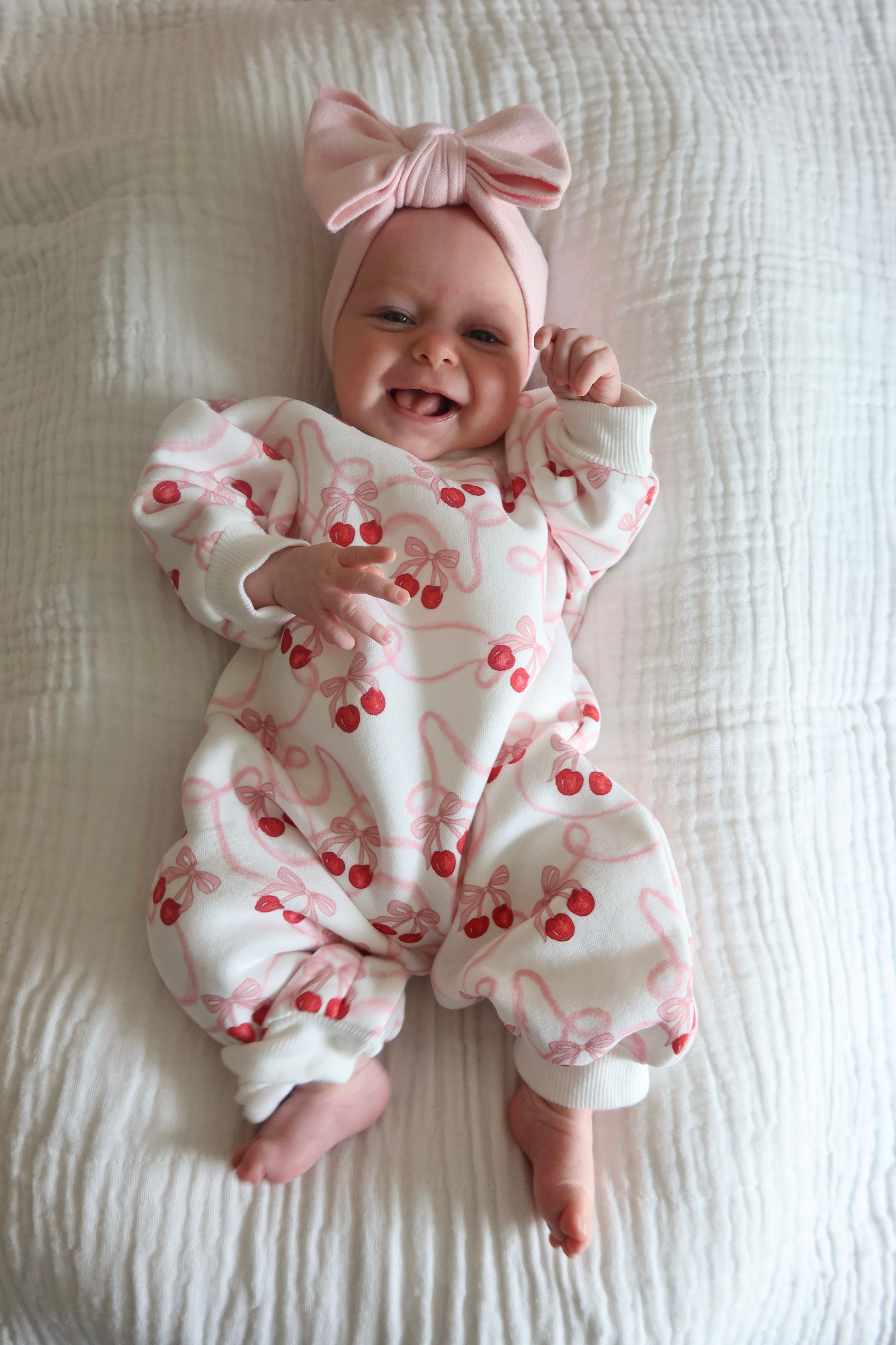 Lounge Romper - Cherry Bow