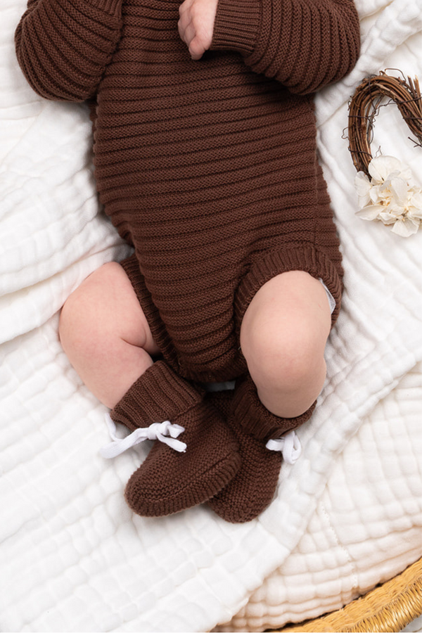 Knitted Booties - Chocolate