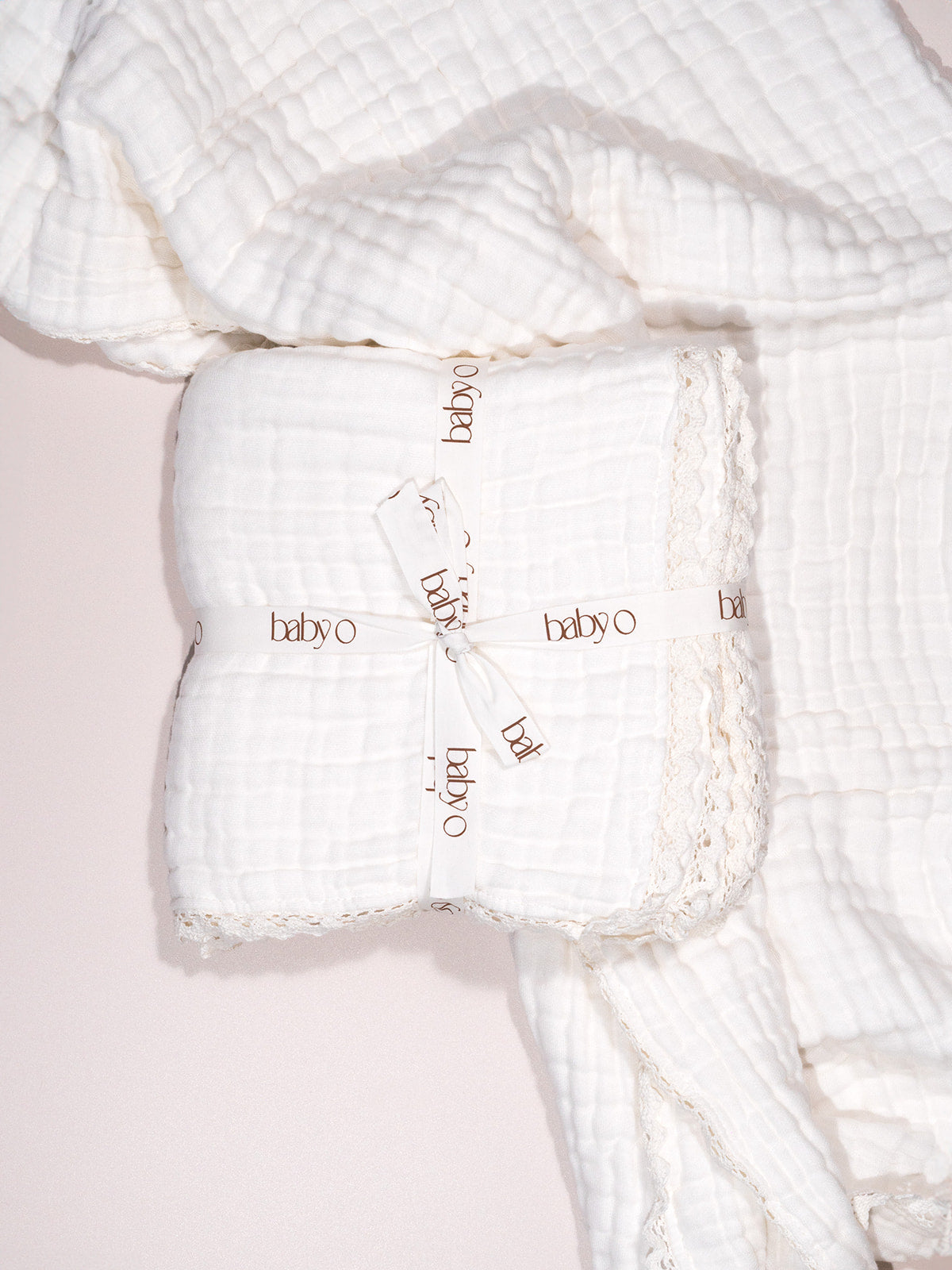 Cotton Gauze Lace Blanket - Snow