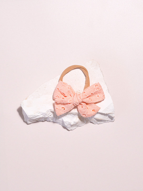 Pink Broderie Mini Bow