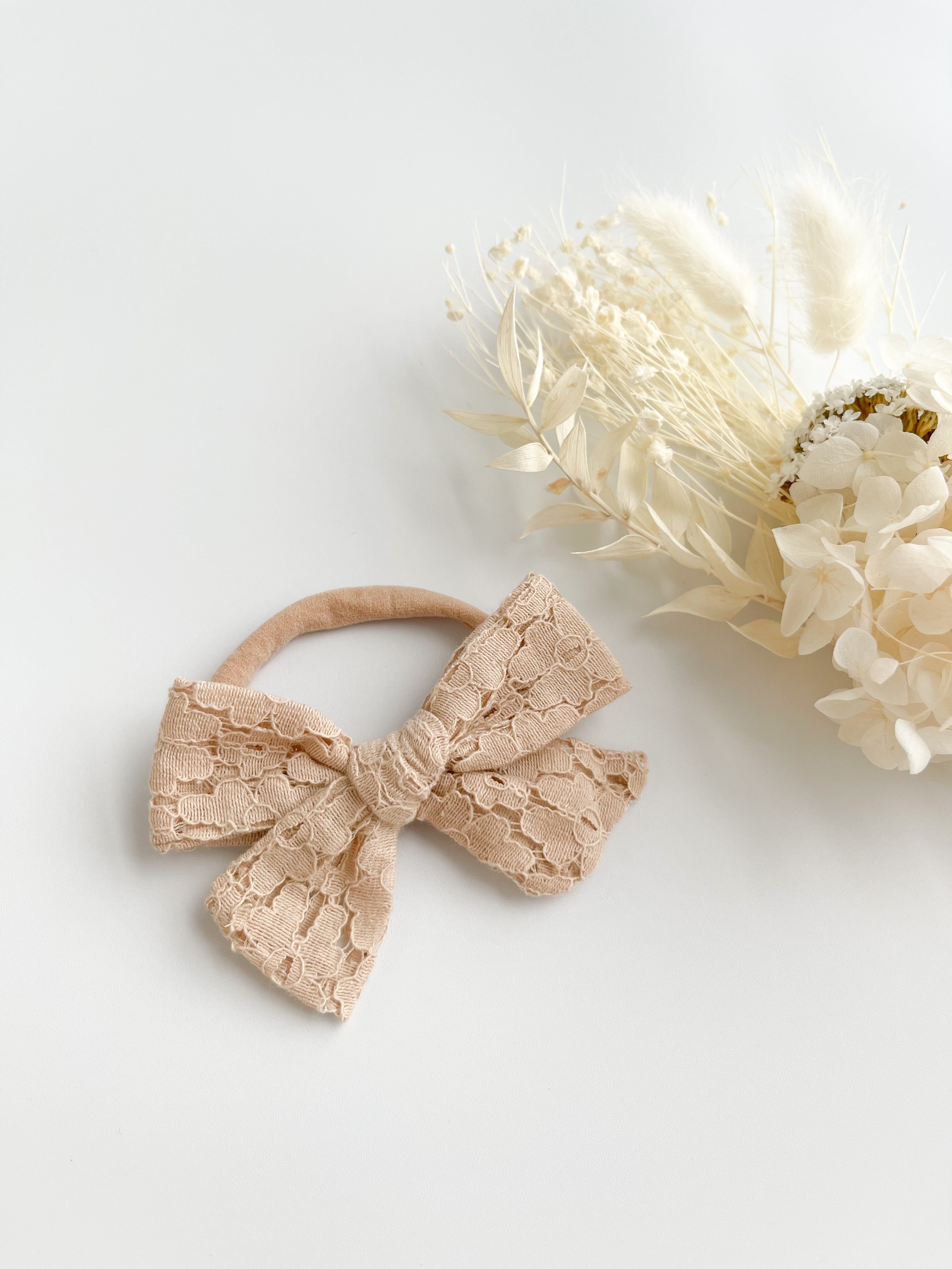 Brown Floral Lace Mini Bow