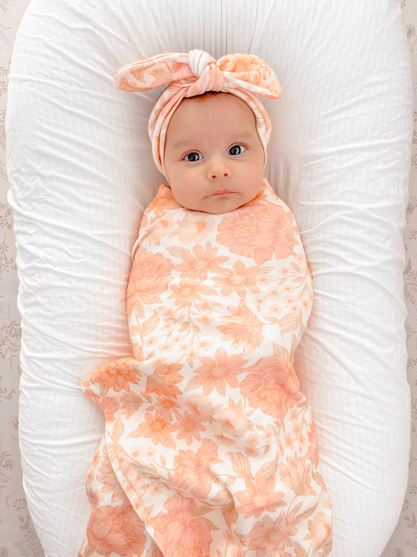 Florence Jersey Swaddle & Bow Set