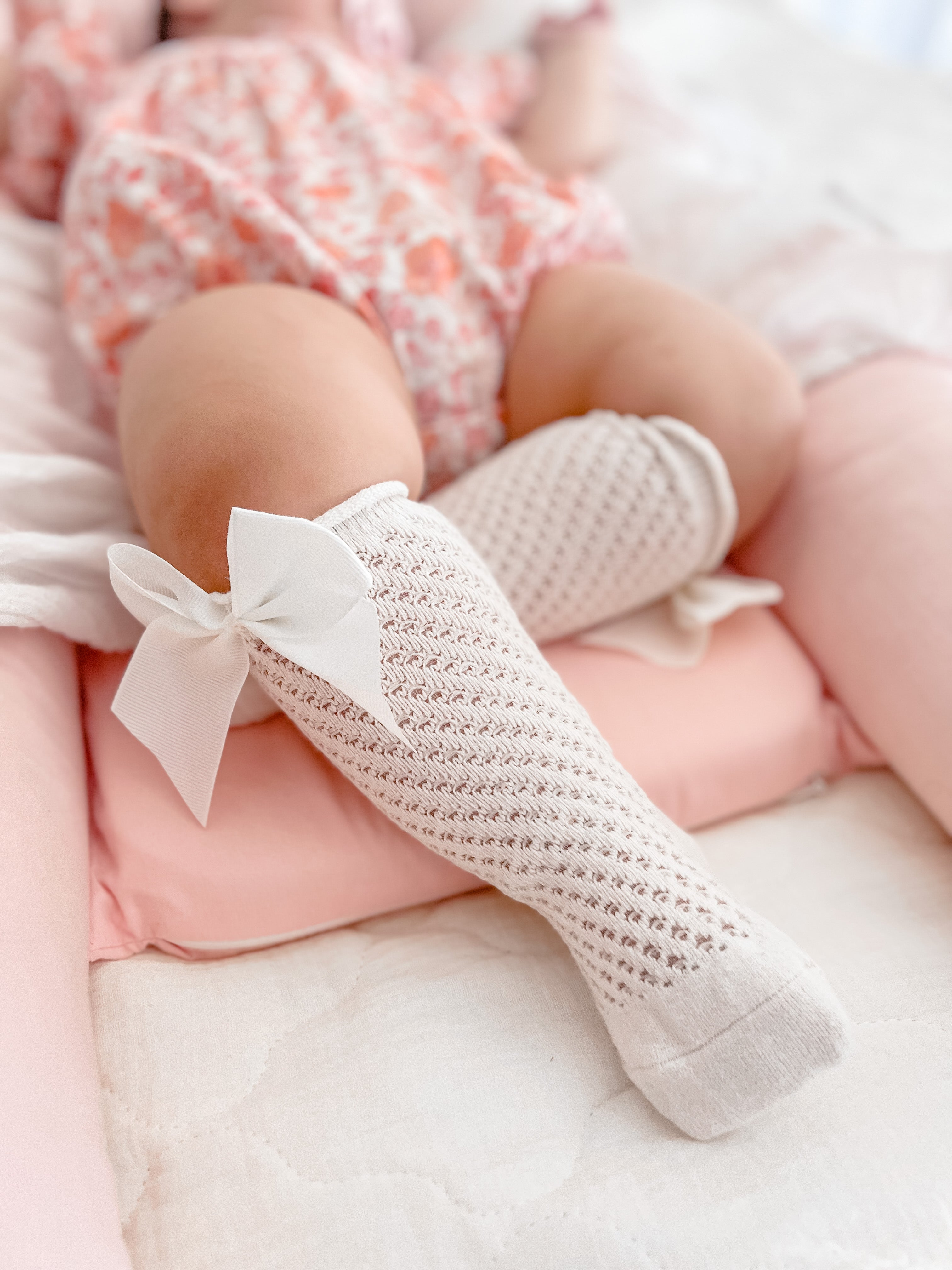 Knitted Bowy Socks - Cream